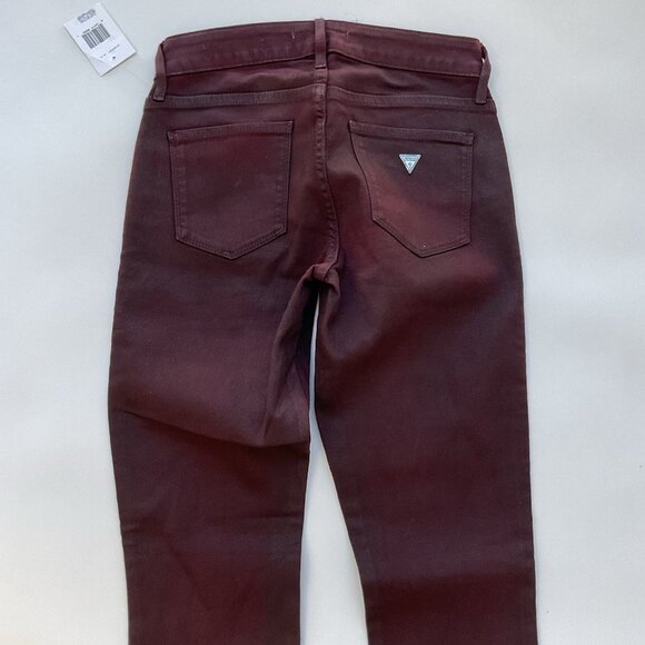 Guess Women’s Sexy Curve Mid Rise Skinny Jeans In Burgundy Light Coated Size 25 - Picture 9 of 11
